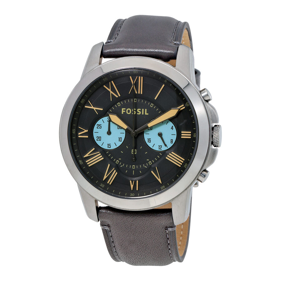 Fossil Grant Chronograph Gunmetal Grey Dial Grey Leather Strap Watch for Men - FS5183 Buy Now By Fossil