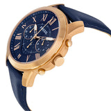 Fossil Grant Chronograph Blue Dial Blue Leather Strap Watch for Men - FS4835 Buy Now By Fossil