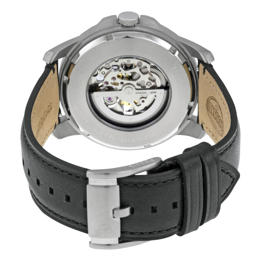 Fossil Grant Automatic Skeleton White Dial Black Leather Strap Watch for Men - ME3101 Buy Now By Fossil