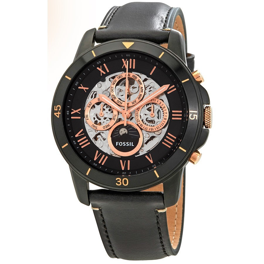 Fossil Grant Sport Automatic Skeleton Black Dial Black Leather Strap Watch for Men - ME3138 Buy Now By Fossil