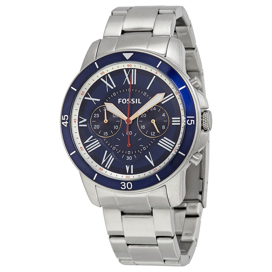 Fossil Grant Sport Chronograph Blue Dial Silver Steel Strap Watch for Men - FS5238 Buy Now By Fossil