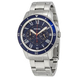 Fossil Grant Sport Chronograph Blue Dial Silver Steel Strap Watch for Men - FS5238 Buy Now By Fossil