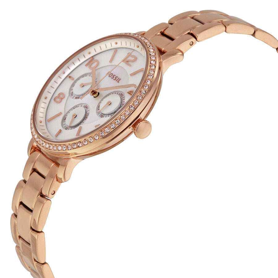 Fossil Jacqueline Multi Function Mother of Pearl Dial Rose Gold Steel Strap Watch for Women - ES3757 Buy Now By Fossil