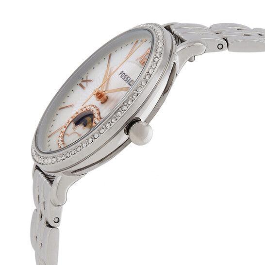 Fossil Jacqueline Multifunction Moonphase White Dial Silver Steel Strap Watch for Women - ES5164 Buy Now By Fossil