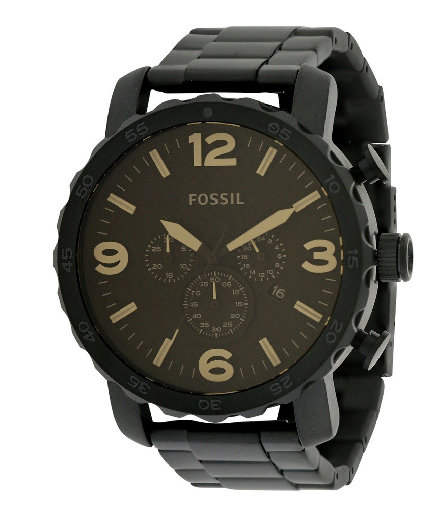 Fossil Nate Chrongraph Ion Plated Black Dial Black Steel Strap Watch for Men - JR1356 Buy Now By Fossil