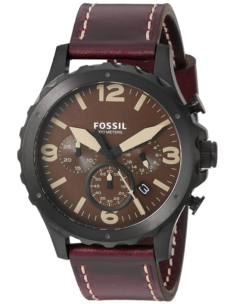 Fossil Nate Chronograph Brown Dial Brown Leather Strap Watch for Men - JR1511 Buy Now By Fossil