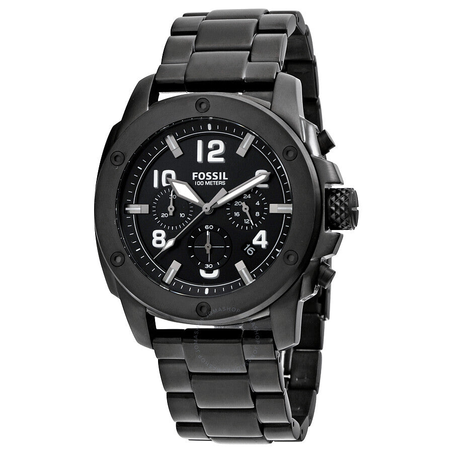 Fossil Machine Chronograph Black Dial Black Steel Strap Watch for Men - FS4927 Buy Now By Fossil