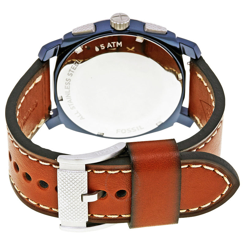 Fossil Machine Chronograph Blue Dial Brown Leather Strap Watch for Men - FS5232 Buy Now By Fossil