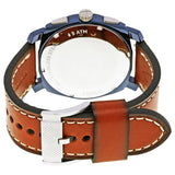 Fossil Machine Chronograph Blue Dial Brown Leather Strap Watch for Men - FS5232 Buy Now By Fossil