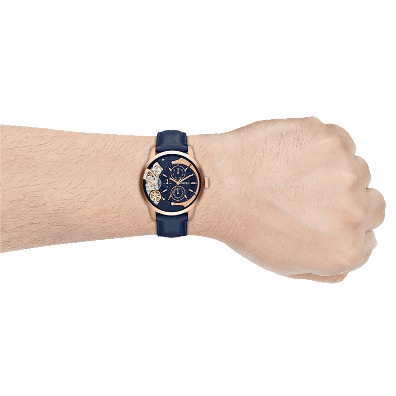 Fossil Townsman Twist Skeleton Blue Dial Blue Leather Strap Watch for Men - ME1138 Buy Now By Fossil