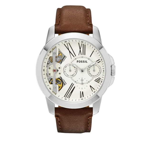 Fossil Grant Twist Multi-Function White Dial Brown Leather Strap Watch for Men - ME1144 Buy Now By Fossil