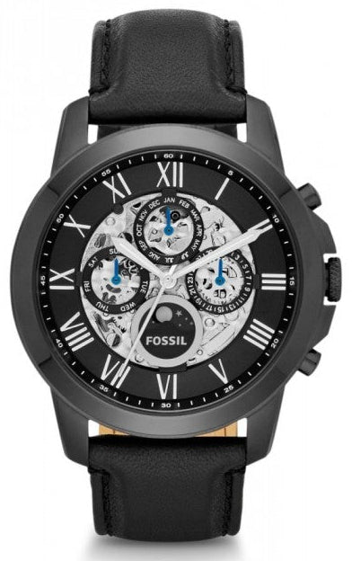 Fossil Grant Automatic Black Dial Black Leather Strap Watch for Men - ME3028 Buy Now By Fossil