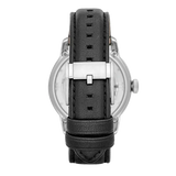 Fossil Townsman Automatic Skeleton Silver Dial Black Leather Strap Watch for Men - ME3041 Buy Now By Fossil