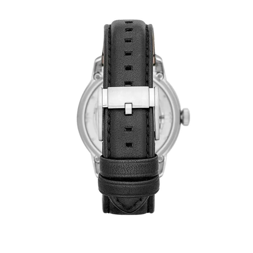 Fossil Townsman Automatic Skeleton Silver Dial Black Leather Strap Watch for Men - ME3041 Buy Now By Fossil