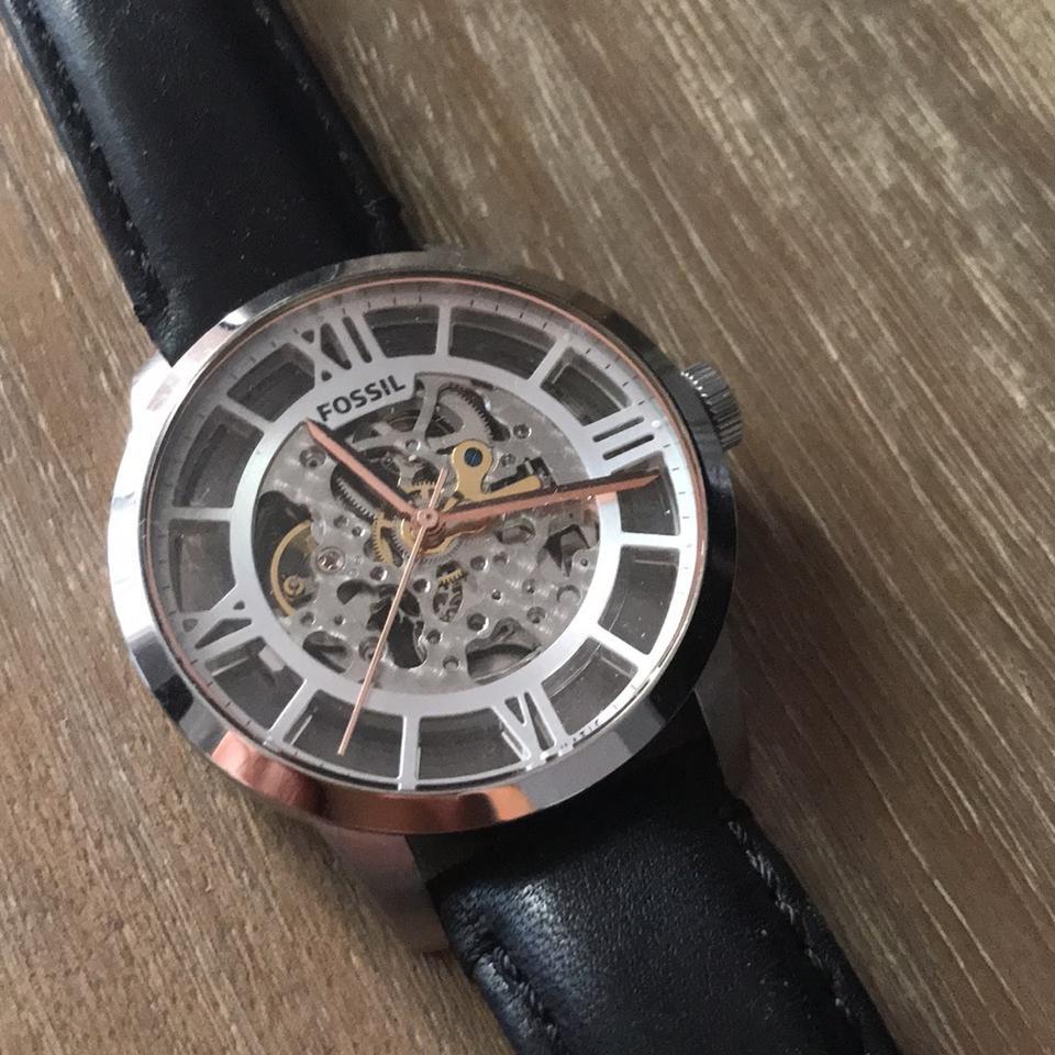 Fossil Townsman Automatic Skeleton Silver Dial Black Leather Strap Watch for Men - ME3041 Buy Now By Fossil