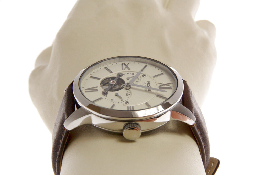 Fossil Townsman Automatic White Dial Brown Leather Strap Watch for Men - ME3064 Buy Now By Fossil