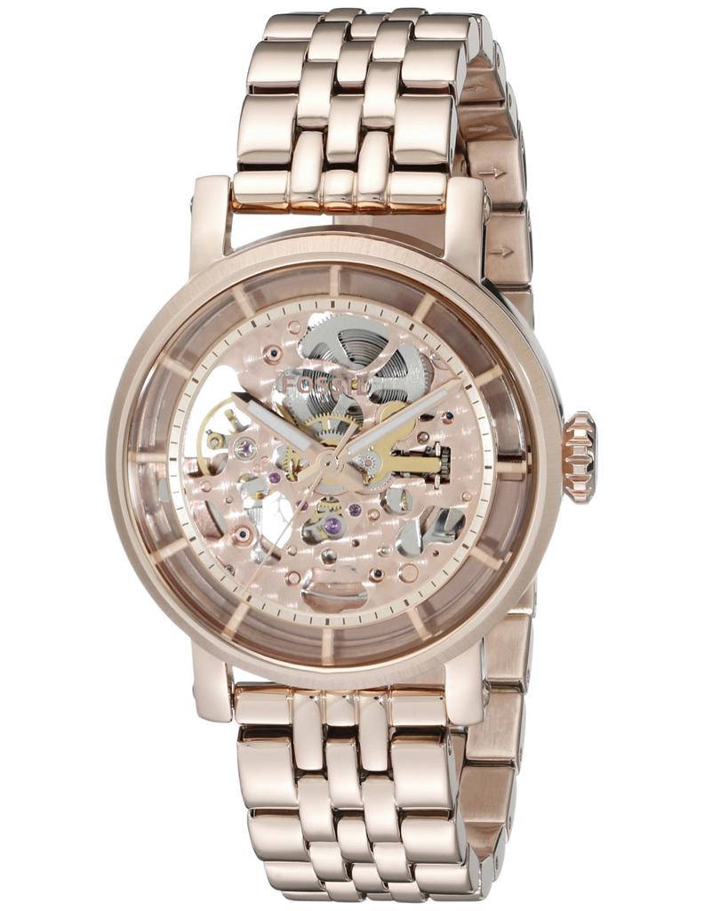 Fossil Boyfriend Automatic Skeleton Rose Gold Dial Rose Gold Steel Strap Watch for Women - ME3065 Buy Now By Fossil