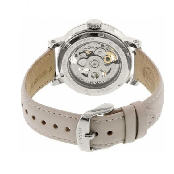 Fossil Boyfriend Automatic Skeleton Silver Dial White Leather Strap Watch for Women - ME3069 Buy Now By Fossil
