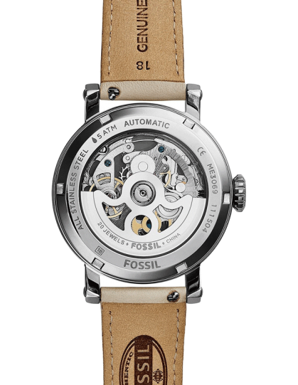 Fossil Boyfriend Automatic Skeleton Silver Dial White Leather Strap Watch for Women - ME3069 Buy Now By Fossil