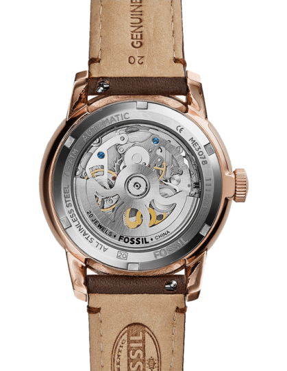 Fossil Townsman Automatic Skeleton White Dial Brown Leather Strap Watch for Men - ME3078 Buy Now By Fossil