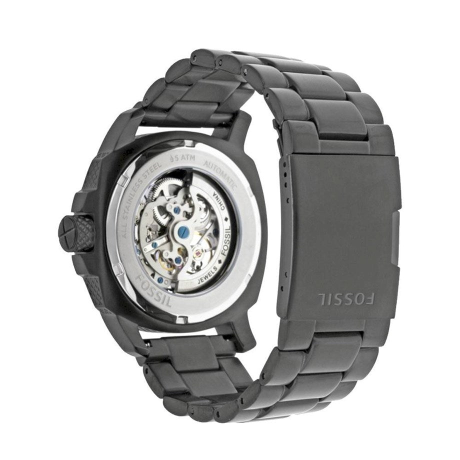 Fossil Modern Machine Automatic Silver Dial Black Steel Strap Watch for Men - ME3080 Buy Now By Fossil