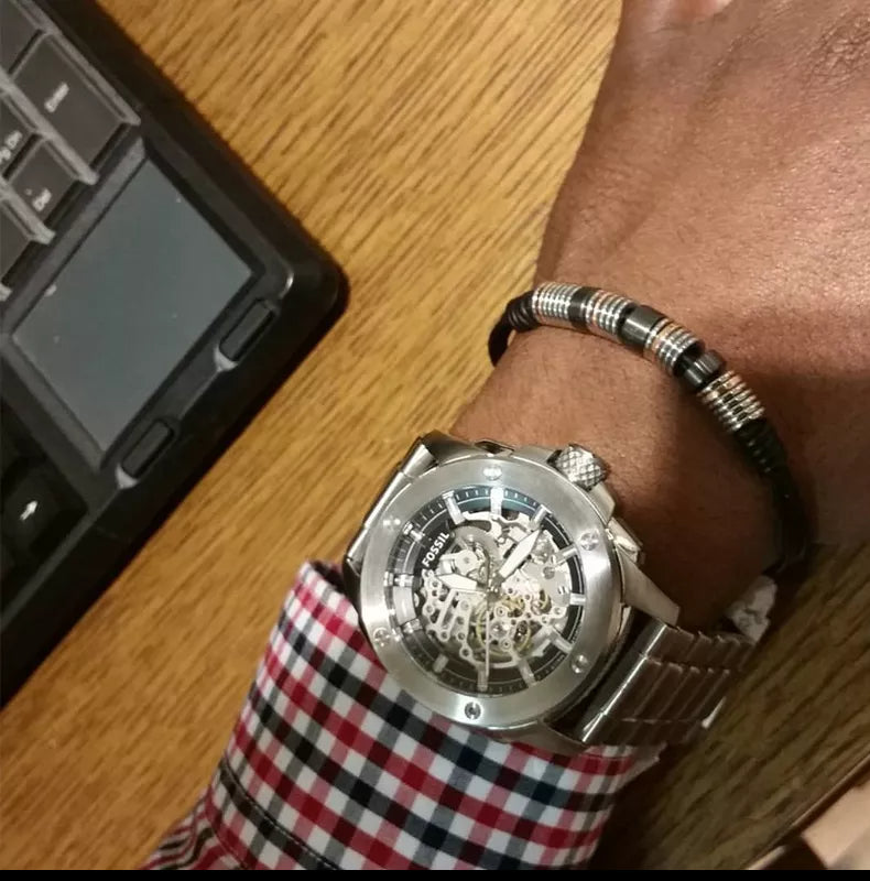 Fossil Modern Machine Automatic Silver Dial Silver Steel Strap Watch for Men - ME3081 Buy Now By Fossil