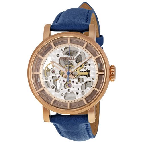 Fossil Original Boyfriend Skeleton White Dial Blue Leather Strap Watch for Women - ME3086 Buy Now By Fossil