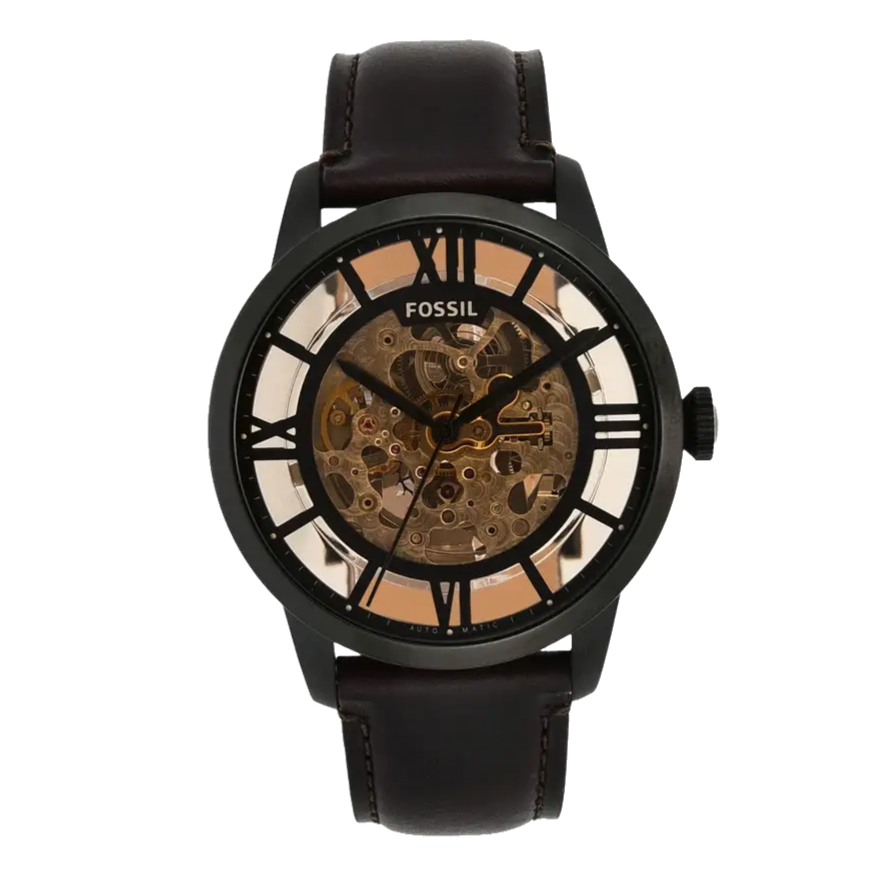 Fossil Townsman Automatic Skeleton Brown Dial Brown Leather Strap Watch for Men - ME3098 Buy Now By Fossil