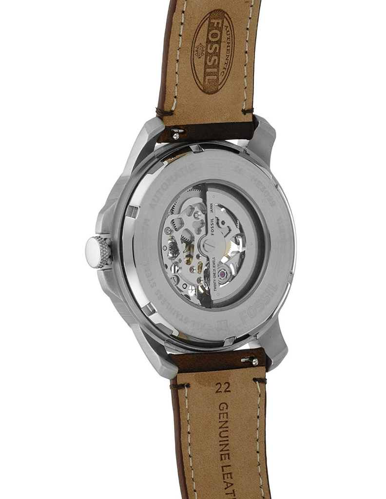 Fossil Grant Automatic Beige Skeleton Dial Brown Leather Strap Watch for Men - ME3099 Buy Now By Fossil