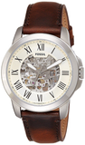 Fossil Grant Automatic Beige Skeleton Dial Brown Leather Strap Watch for Men - ME3099 Buy Now By Fossil