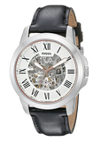 Fossil Grant Automatic Skeleton White Dial Black Leather Strap Watch for Men - ME3101 Buy Now By Fossil
