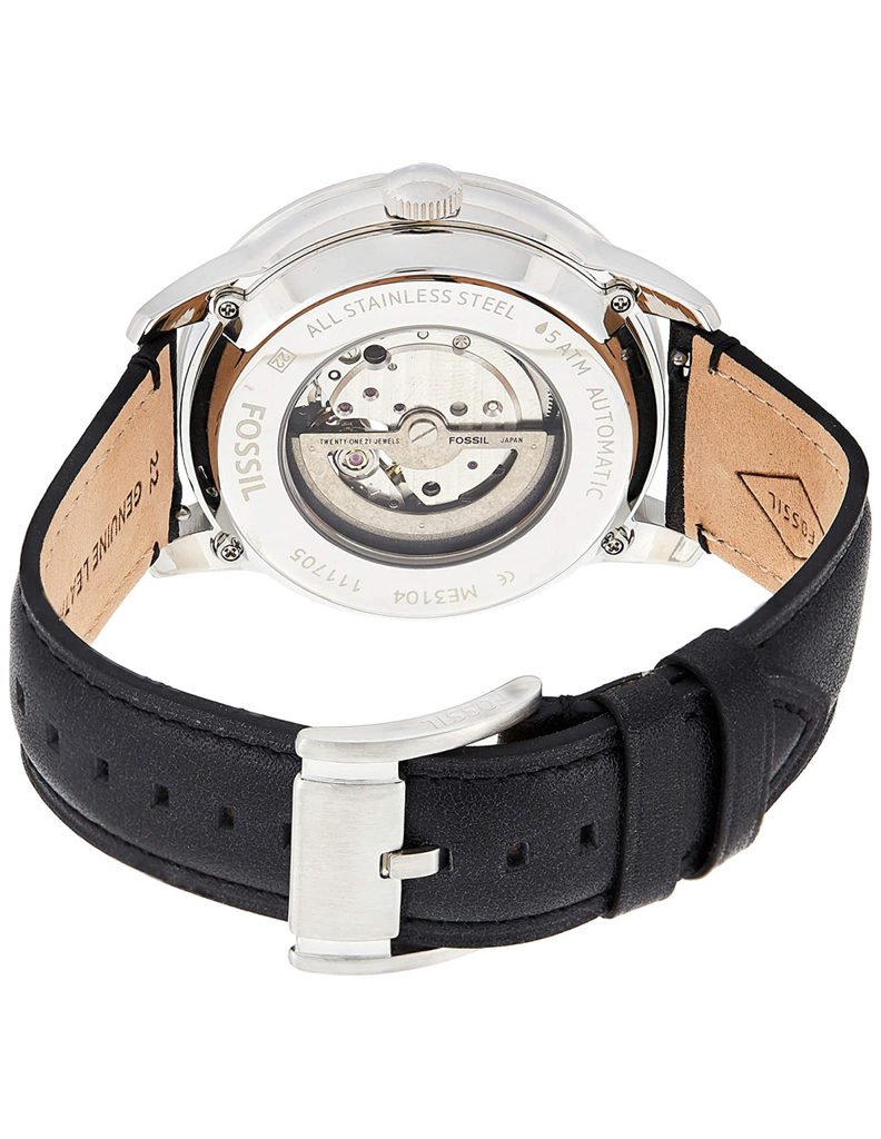 Fossil Townsman Automatic White Dial Black Leather Strap Watch for Men - ME3104 Buy Now By Fossil