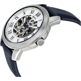 Fossil Grant Automatic Skeleton Silver Dial Blue Leather Strap Watch for Men - ME3111 Buy Now By Fossil