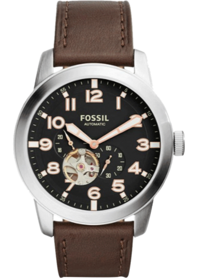 Fossil Pilot 54 Automatic Black Dial Brown Leather Strap Watch for Men - ME3118 Buy Now By Fossil