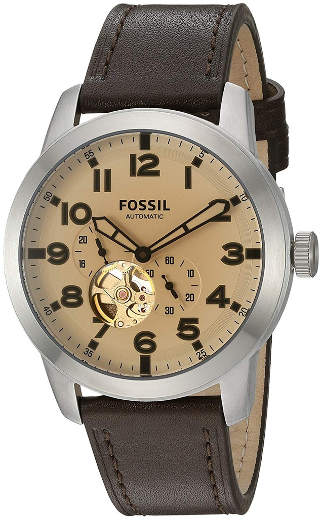Fossil Pilot 54 Automatic Cream Dial Brown Leather Strap Watch for Men - ME3119 Buy Now By Fossil