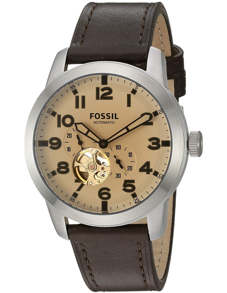 Fossil Pilot 54 Automatic Cream Dial Brown Leather Strap Watch for Men - ME3119 Buy Now By Fossil