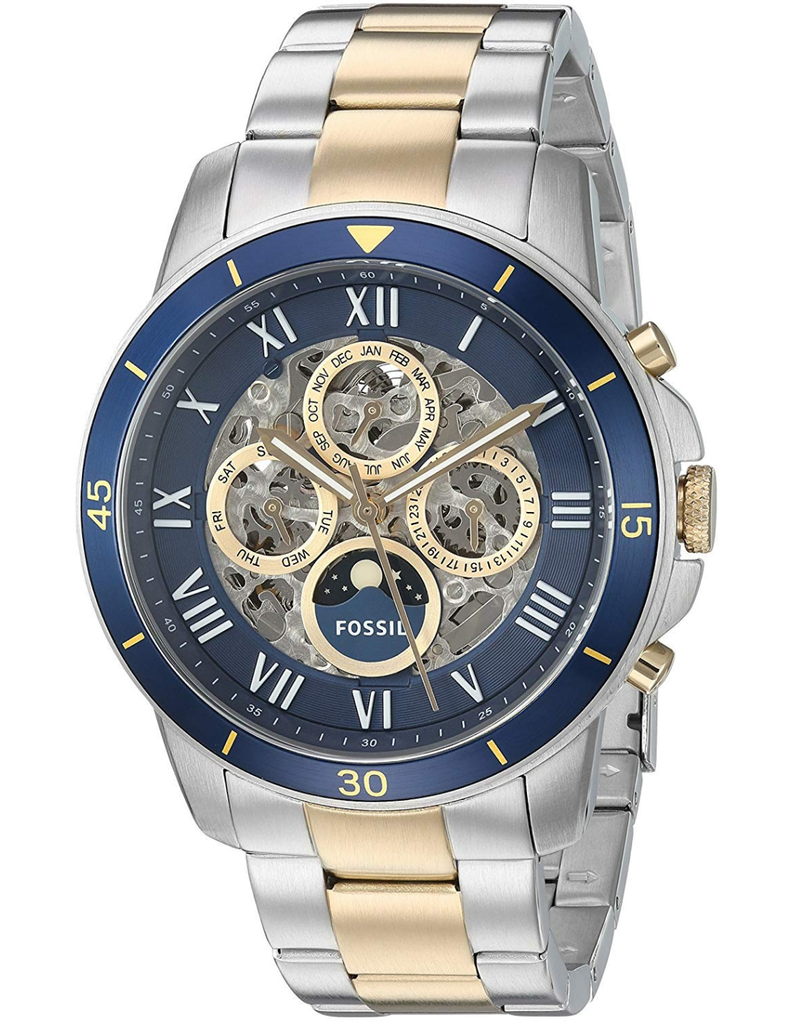 Fossil Grant Sport Automatic Skeleton Blue Dial Two Tone Steel Strap Watch for Men - ME3141 Buy Now By Fossil