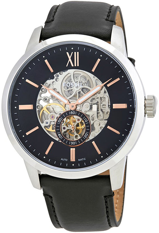 Fossil Townsman Skeleton Black Dial Black Leather Strap Watch for Men - ME3153 Buy Now By Fossil