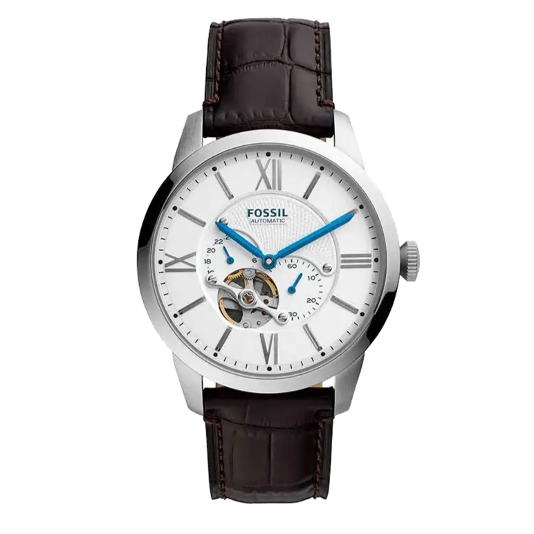 Fossil Townsman Automatic Chronograph White Dial Blue Leather Strap Watch for Men - ME3167 Buy Now By Fossil