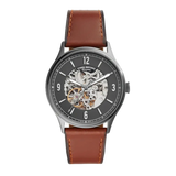 Fossil Forrester Automatic Skeleton Grey Dial Brown Leather Strap Watch for Men - ME3178 Buy Now By Fossil