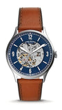 Fossil Forrester Luggage Automatic Skeleton Blue Dial Brown Leather Strap Watch for Men - ME3179 Buy Now By Fossil