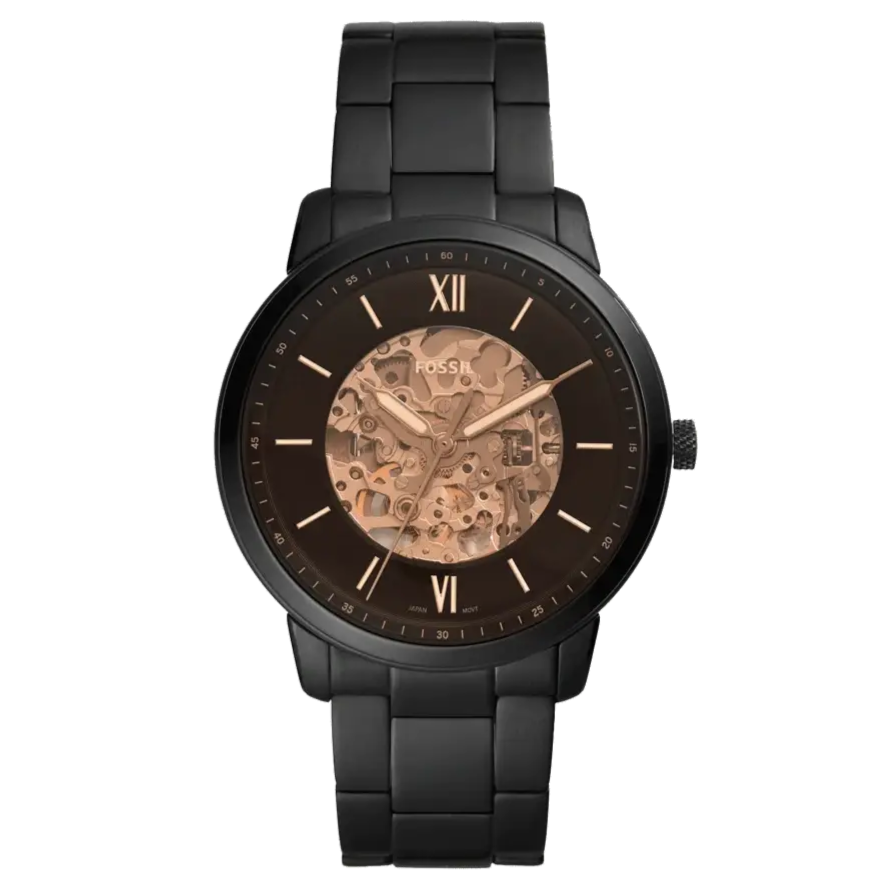 Fossil Neutra Automatic Skeleton Black Dial Black Steel Strap Watch for Men - ME3183 Buy Now By Fossil