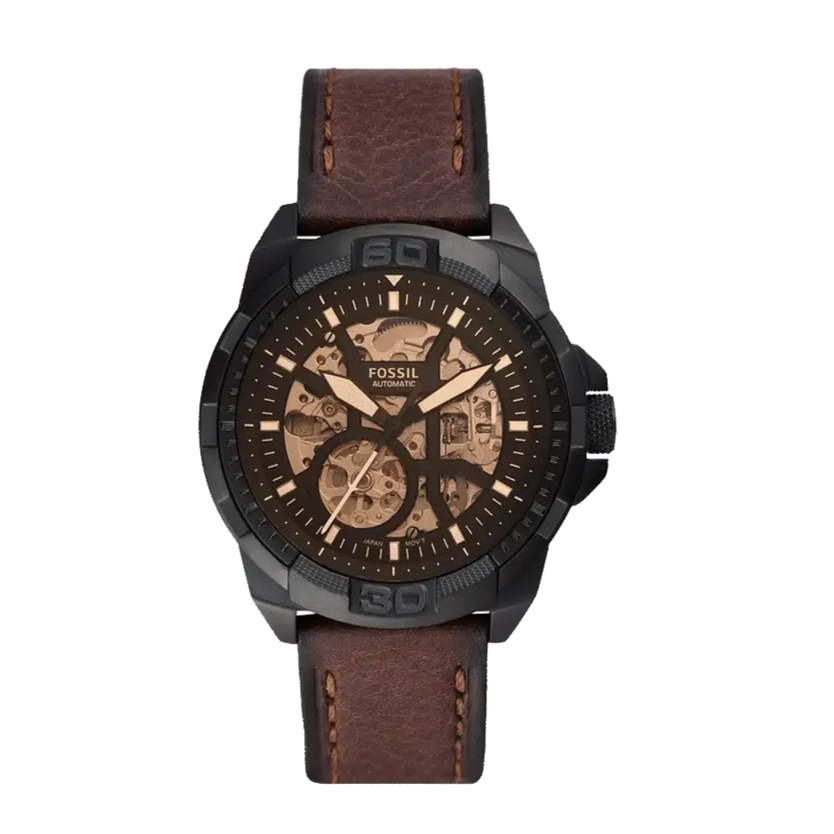 Fossil Bronson Automatic Skeleton Black Dial Brown Leather Strap Watch for Men - ME3219 Buy Now By Fossil