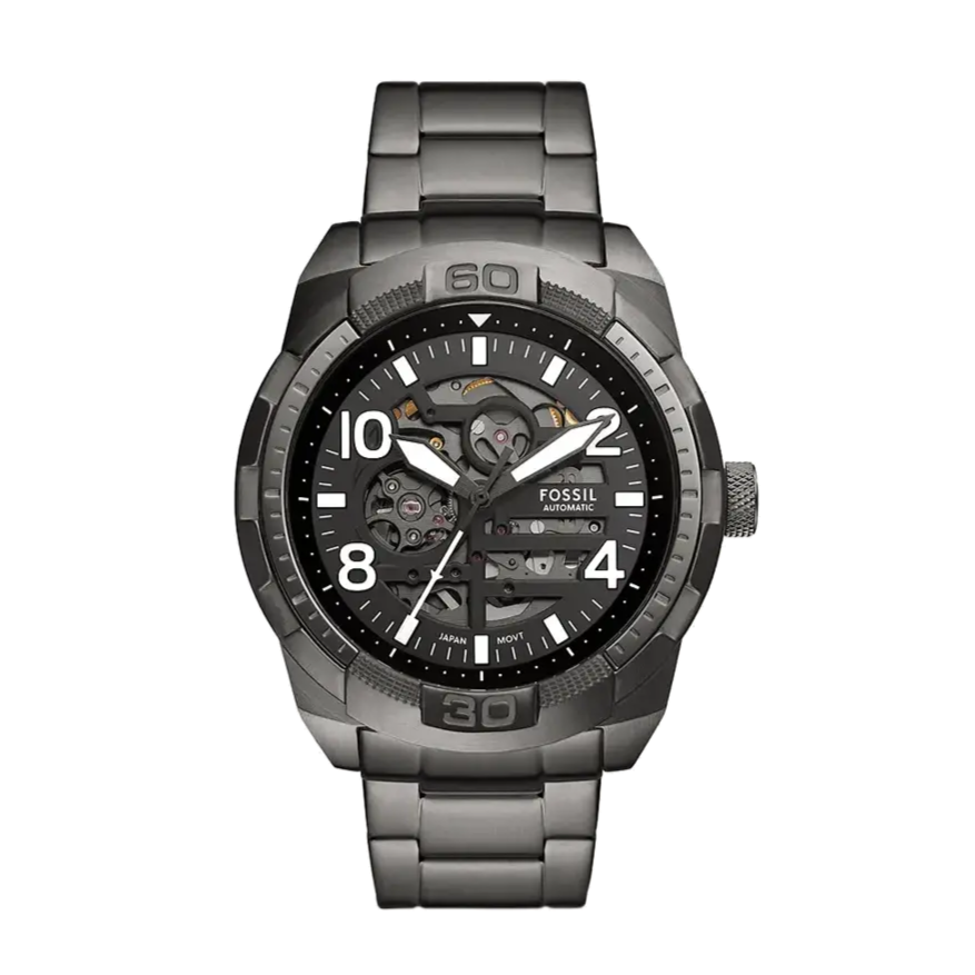 Fossil Bronson Automatic Skeleton Black Dial Grey Steel Strap Watch for Men - ME3255 Buy Now By Fossil
