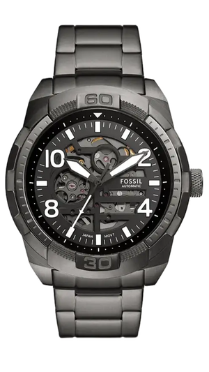 Fossil Bronson Automatic Skeleton Black Dial Grey Steel Strap Watch for Men - ME3255 Buy Now By Fossil