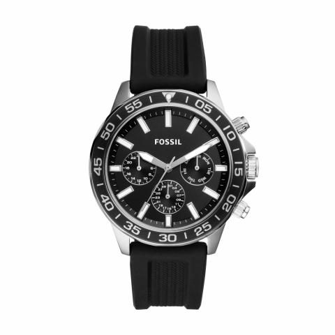Fossil Bannon Multifunction Black Dial Black Silicone Strap Watch for Men - BQ2494 Buy Now By Fossil