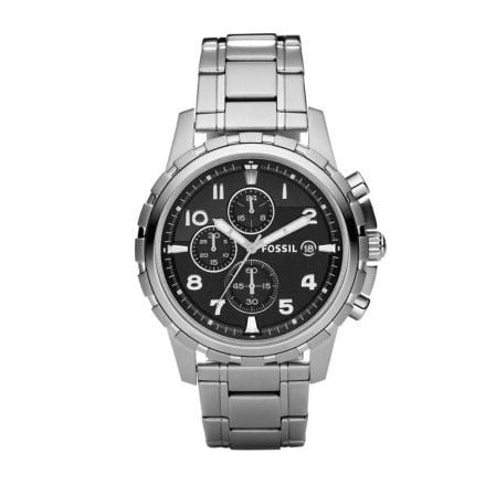 Fossil Dean Chronograph Black Dial Silver Steel Strap Watch for Men - FS4542 Buy Now By Fossil