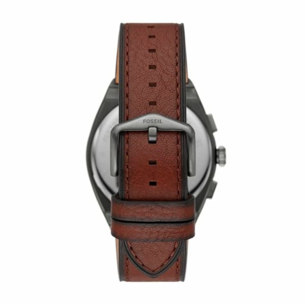 Fossil Everett Chronograph Black Dial Brown Leather Strap Watch for Men - FS5798 Buy Now By Fossil