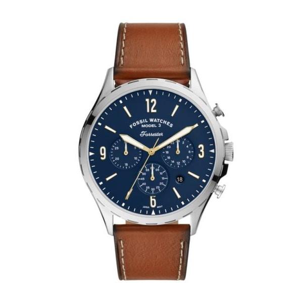Fossil Forrester Chronograph Blue Dial Brown Leather Strap Watch for Men - S5607 Buy Now By Fossil