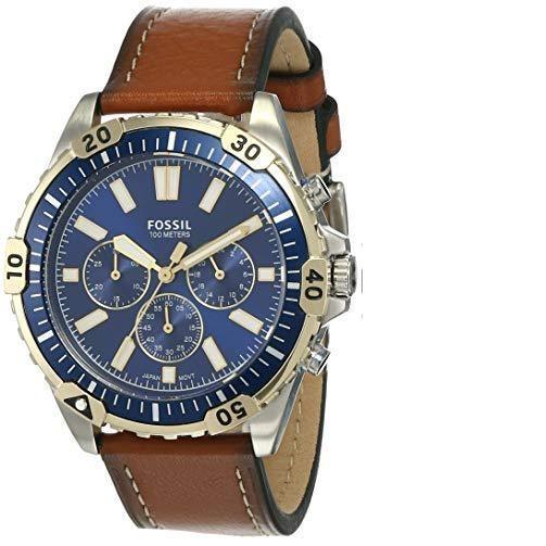 Fossil Garrett Chronograph Blue Dial Brown Leather Strap Watch for Men - FS5625 Buy Now By Fossil
